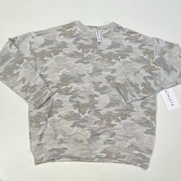 Athleta Tops - Athleta Women Pure Luxe Printed Sweatshirt Grey Camo XS NWT